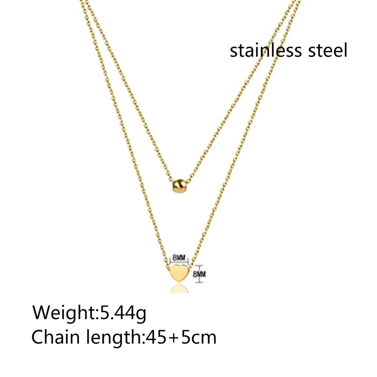 Simple Style Commute Solid Color Titanium Steel Plating Gold Plated Layered Necklaces