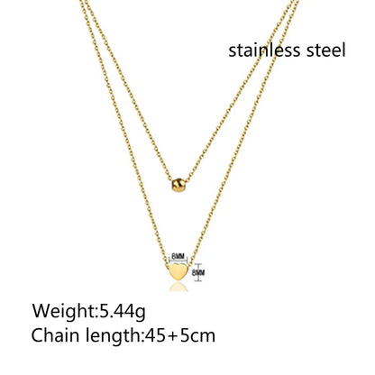 Simple Style Commute Solid Color Titanium Steel Plating Gold Plated Layered Necklaces