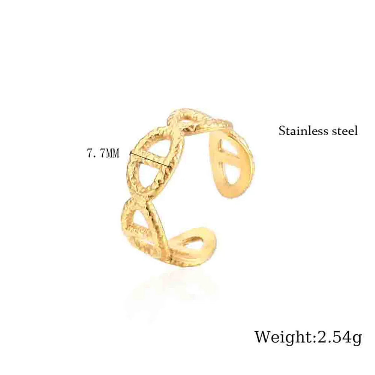 Simple Style Commute Solid Color Titanium Steel Plating Gold Plated Open Rings