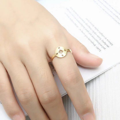 Simple Style Commute Solid Color Titanium Steel Plating Gold Plated Rings