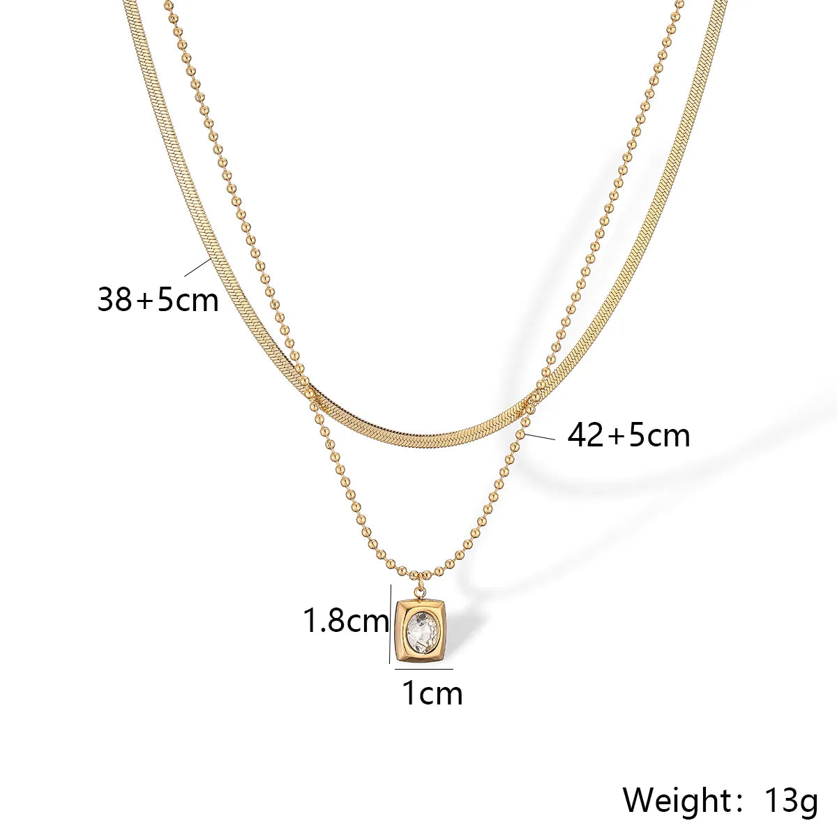 Simple Style Commute Square Titanium Steel Plating Inlay Zircon 18k Gold Plated Pendant Necklace