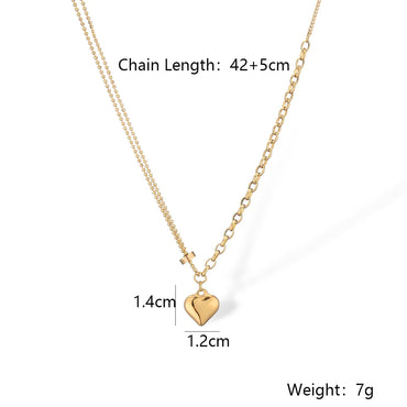 Simple Style Commute Star Heart Shape Titanium Steel Plating 18k Gold Plated Pendant Necklace