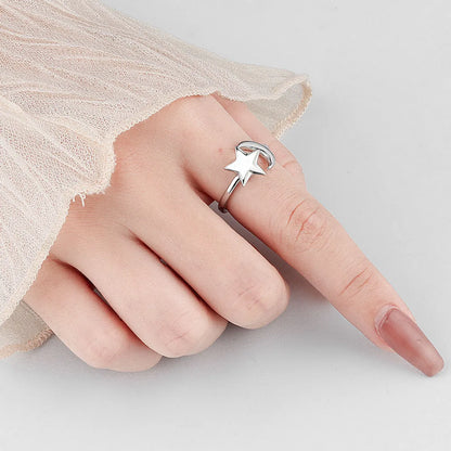 Simple Style Commute Star Moon Copper Plating Open Ring