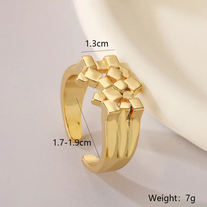 Simple Style Commute U Shape Water Droplets Solid Color Copper Plating Inlay Zircon 18k Gold Plated Open Rings