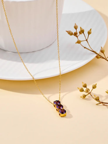 Simple Style Commute Water Droplets Stainless Steel Plating Inlay Zircon 18k Gold Plated Pendant Necklace