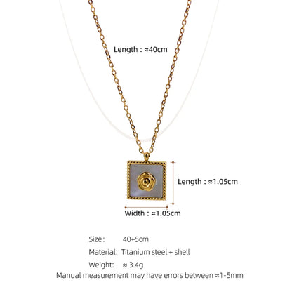 Simple Style Commute Water Droplets Titanium Steel Plating Inlay Shell 18k Gold Plated Pendant Necklace