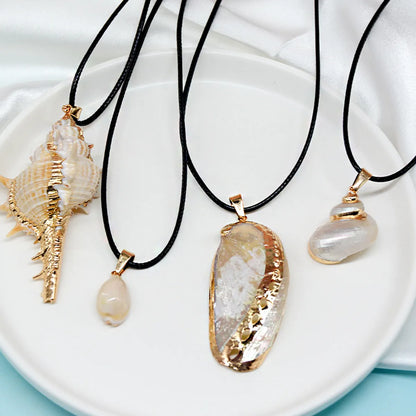 Simple Style Conch Pu Leather Shell Wholesale Pendant Necklace