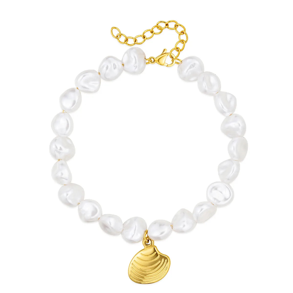 Simple Style Conch Shell Stainless Steel Imitation Pearl Gold Plated Bracelets In Bulk