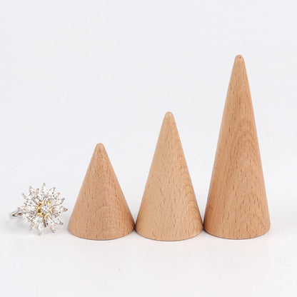 Simple Style Conical Solid Wood Jewelry Rack