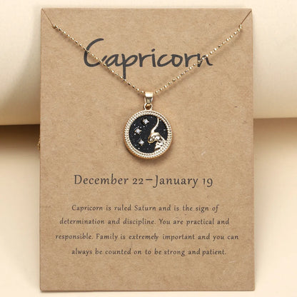 Simple Style Constellation Alloy Enamel Women'S Pendant Necklace