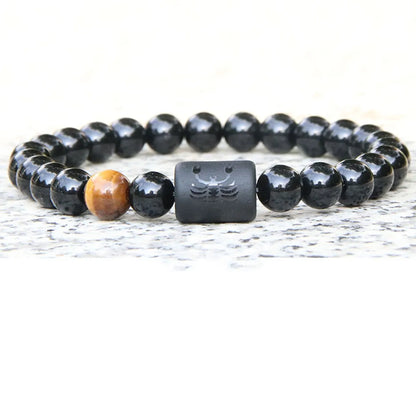 Simple Style Constellation Natural Stone Beaded Carving Bracelets