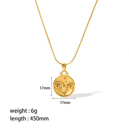 Stainless Steel 18K Gold Plated Simple Style Polishing Plating Constellation Ocean Crab Pendant Necklace