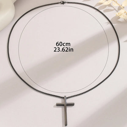 Simple Style Cool Style Cross Stainless Steel Men'S Pendant Necklace