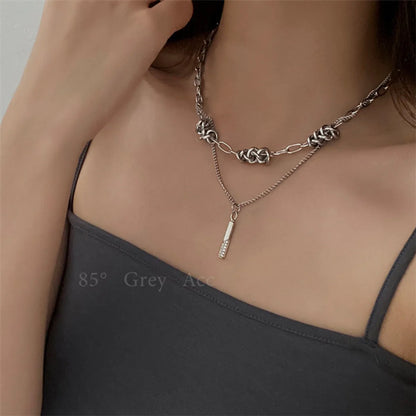 Simple Style Cool Style Geometric Alloy Titanium Steel Plating Unisex Layered Necklaces