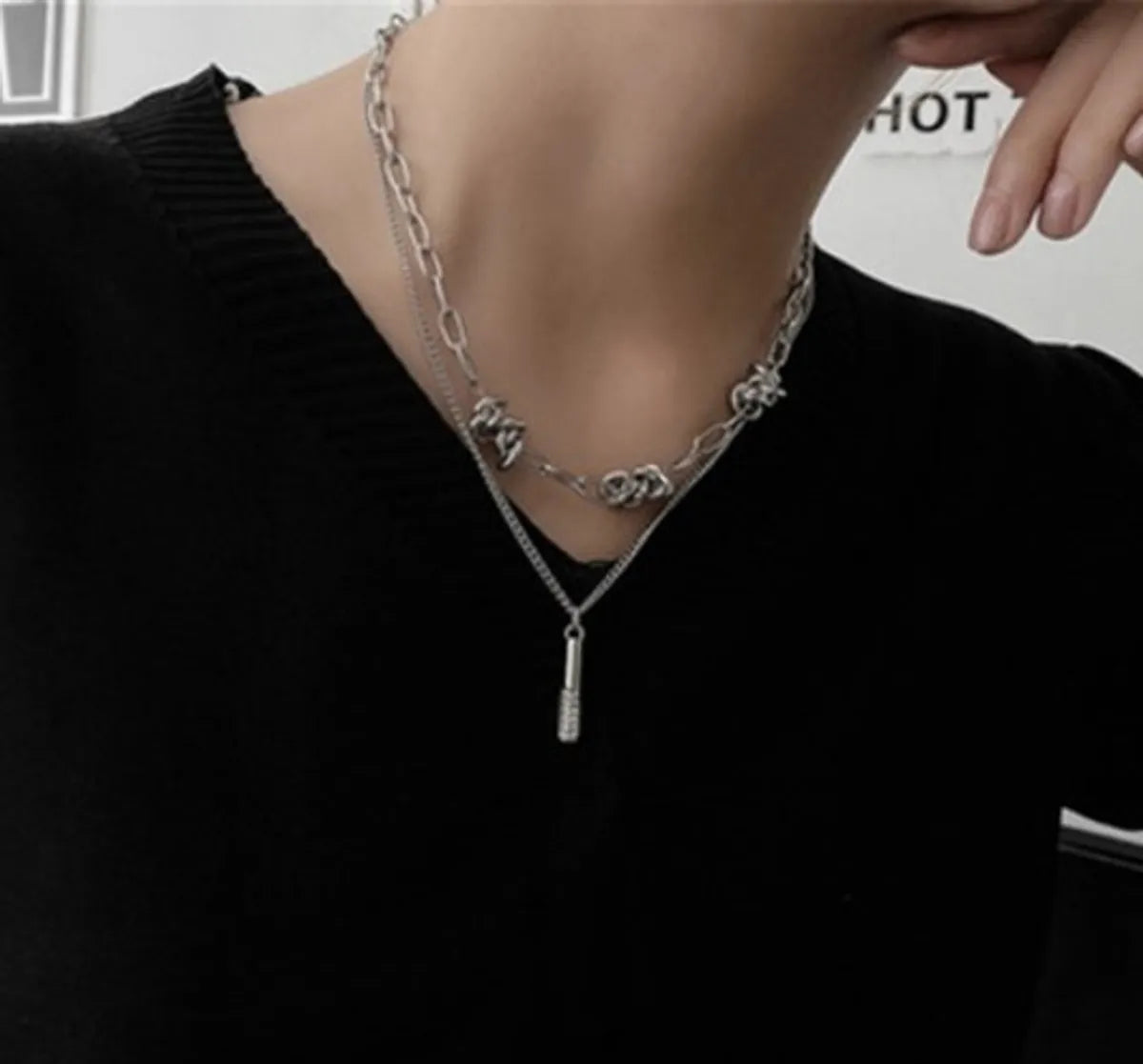 Simple Style Cool Style Geometric Alloy Titanium Steel Plating Unisex Layered Necklaces