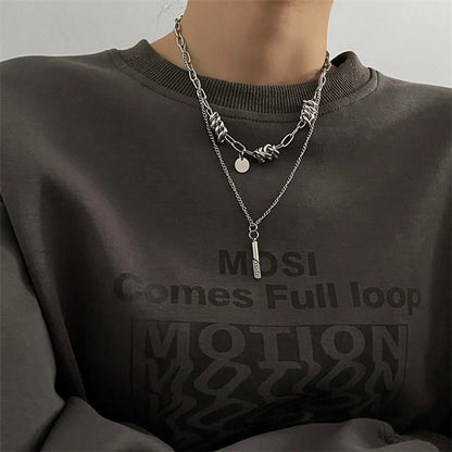 Simple Style Cool Style Geometric Alloy Titanium Steel Plating Unisex Layered Necklaces