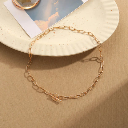 Simple Style Cool Style Geometric Solid Color Iron Copper Toggle Plating 14k Gold Plated Necklace