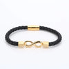 Simple Style Cool Style Infinity Pu Leather Titanium Steel Braid Men'S Bracelets