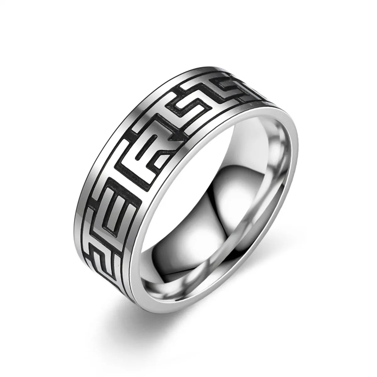 Simple Style Cool Style Printing Titanium Steel Polishing Enamel Carving Men'S Rings