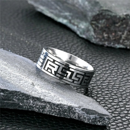 Simple Style Cool Style Printing Titanium Steel Polishing Enamel Carving Men'S Rings