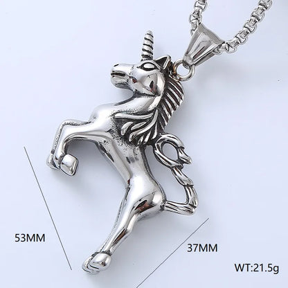 Simple Style Cool Style Snake Horse Dragon 304 Stainless Steel No Inlaid Men'S Pendant Necklace