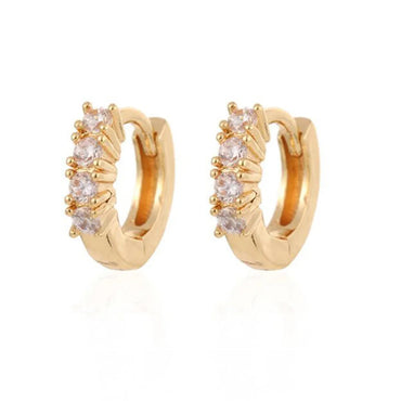 Simple Style Copper Inlaid Zircon Ear Buckle Earrings