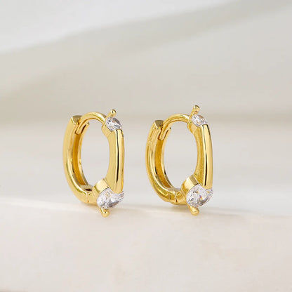 Simple Style Copper Plating 18k Gold Zircon Pearl Earrings