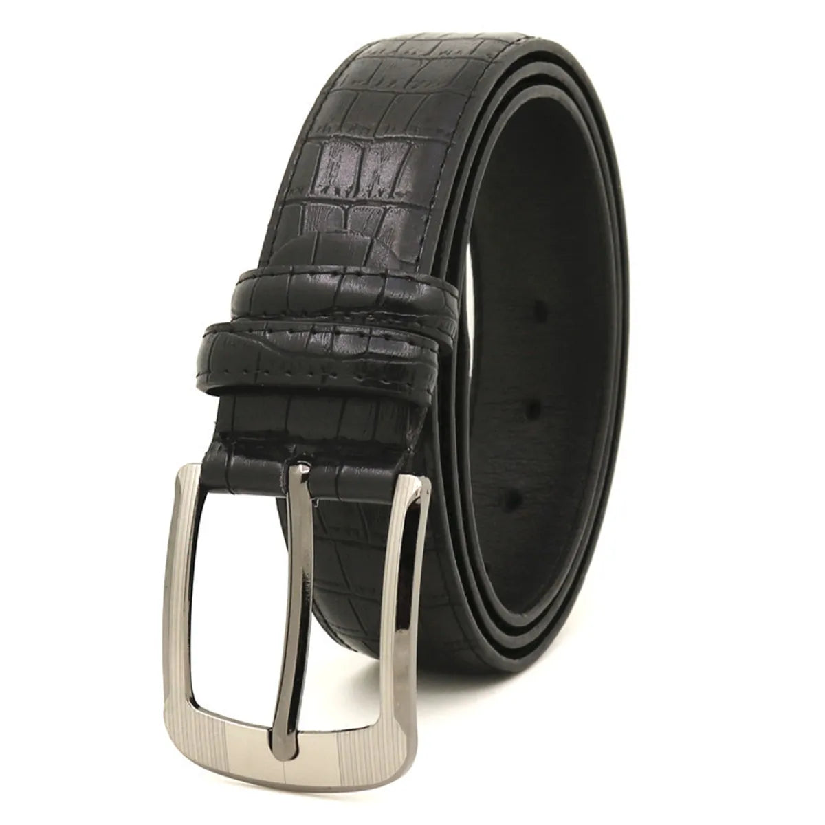 Simple Style Crocodile Pu Leather Alloy Unisex Leather Belts