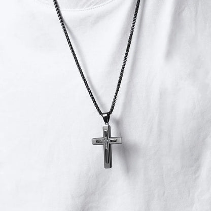 Simple Style Cross 304 Stainless Steel Plating Inlay Zircon Men'S Pendant Necklace