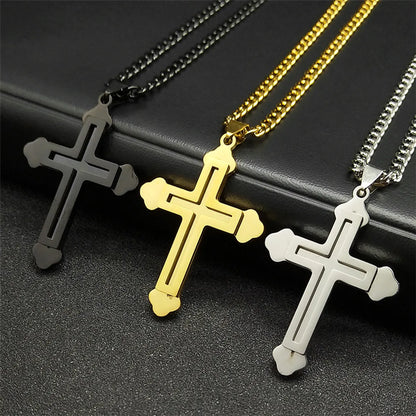 Simple Style Cross 304 Stainless Steel Plating Unisex Pendant Necklace