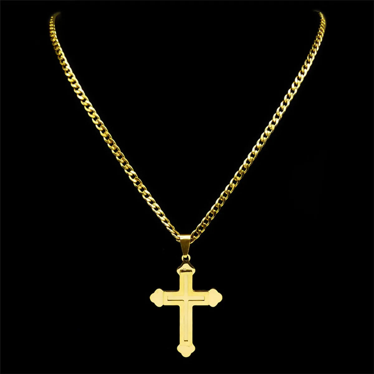 Simple Style Cross 304 Stainless Steel Plating Unisex Pendant Necklace