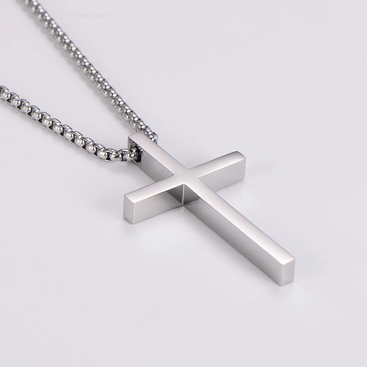 Simple Style Cross 304 Stainless Steel Polishing Men'S Pendant Necklace