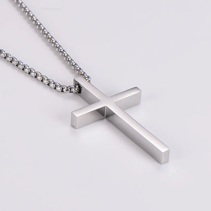 Simple Style Cross 304 Stainless Steel Polishing Men'S Pendant Necklace