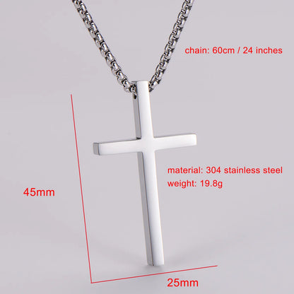 Simple Style Cross 304 Stainless Steel Polishing Men'S Pendant Necklace