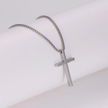 Simple Style Cross 304 Stainless Steel Polishing Men'S Pendant Necklace