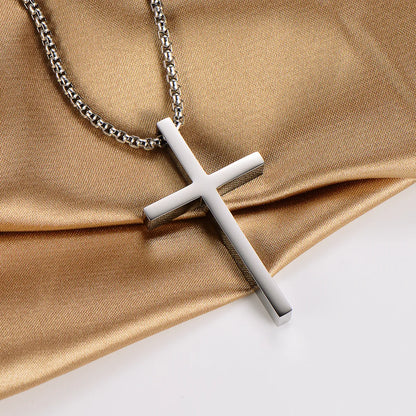 Simple Style Cross 304 Stainless Steel Polishing Men'S Pendant Necklace