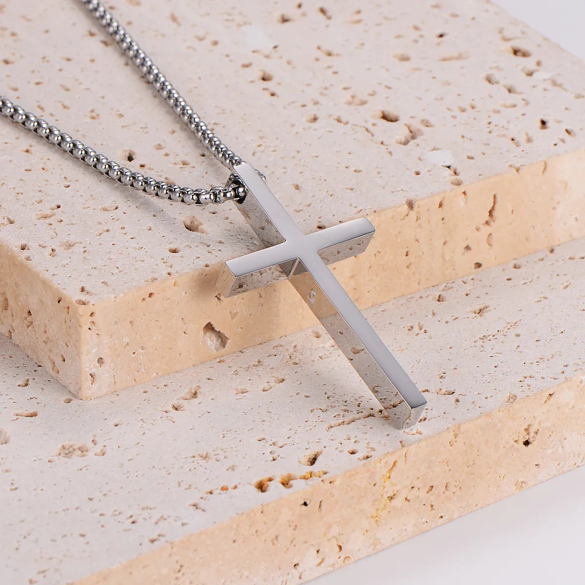 Simple Style Cross 304 Stainless Steel Polishing Men'S Pendant Necklace