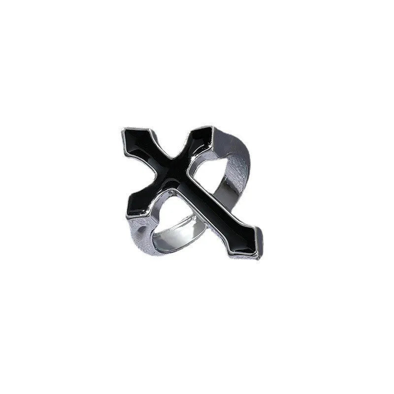 Simple Style Cross Alloy Enamel Unisex Open Rings