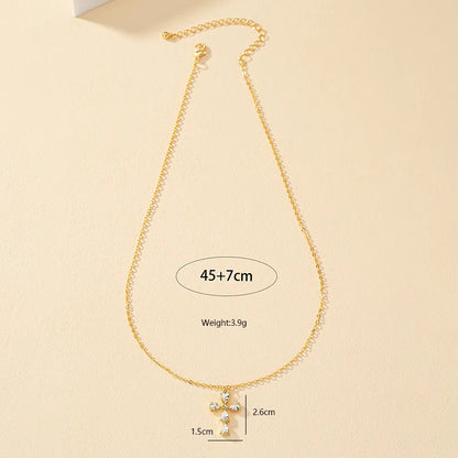 Simple Style Cross Alloy Ferroalloy Plating 14k Gold Plated Women'S Pendant Necklace