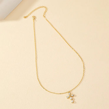 Simple Style Cross Alloy Ferroalloy Plating 14k Gold Plated Women'S Pendant Necklace