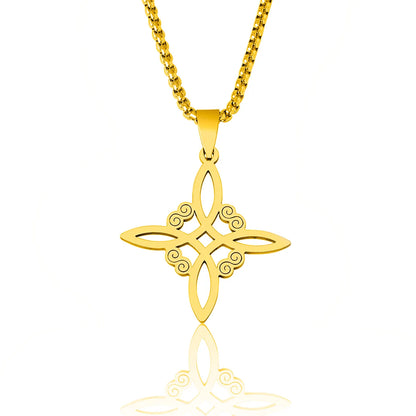 Simple Style Cross Witches Knot Alloy Hollow Out Unisex Pendant Necklace