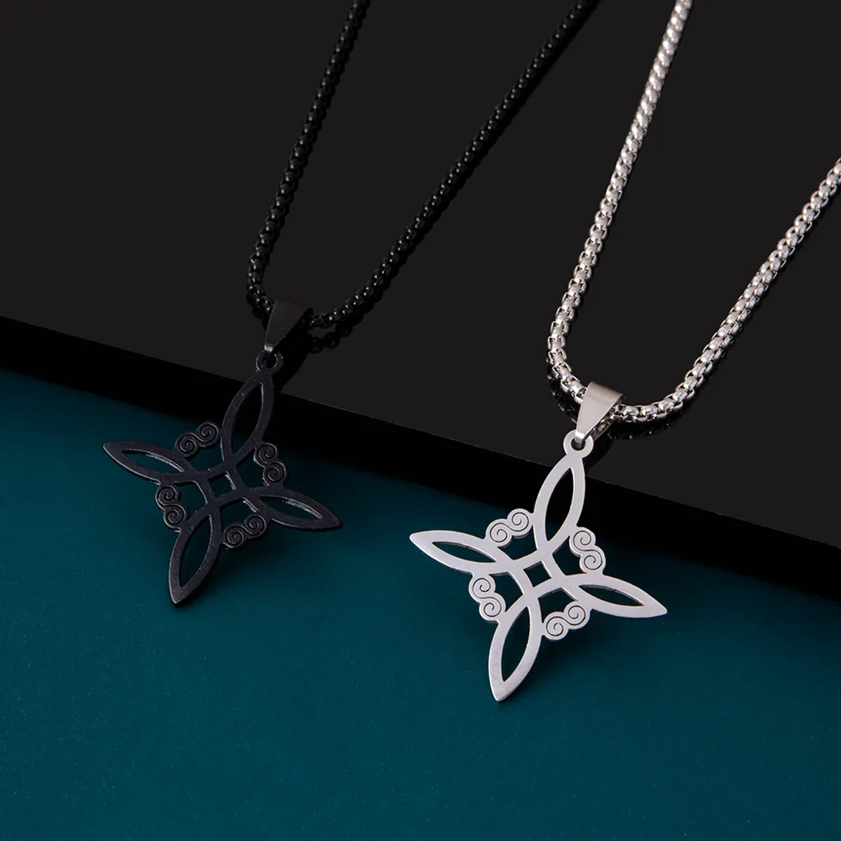 Simple Style Cross Witches Knot Alloy Hollow Out Unisex Pendant Necklace