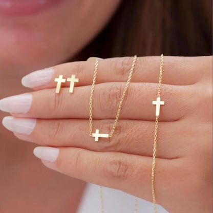 Simple Style Cross Alloy Inlay Rhinestones Women'S Jewelry Set