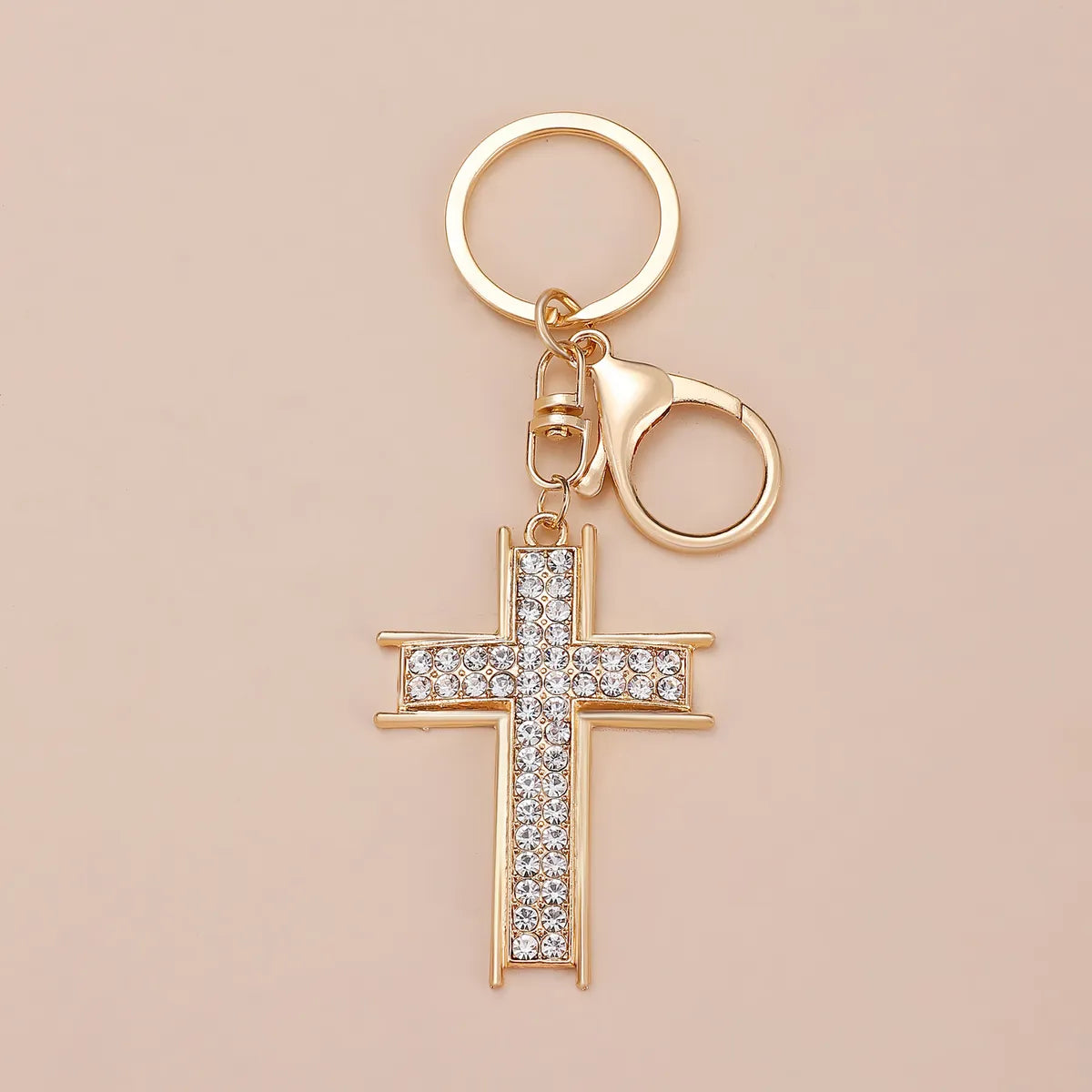 Simple Style Cross Alloy Inlay Rhinestones Women'S Keychain