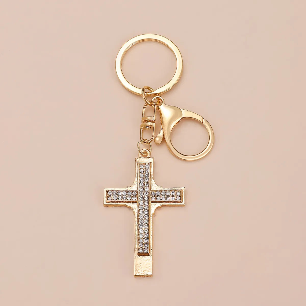 Simple Style Cross Alloy Inlay Rhinestones Women'S Keychain