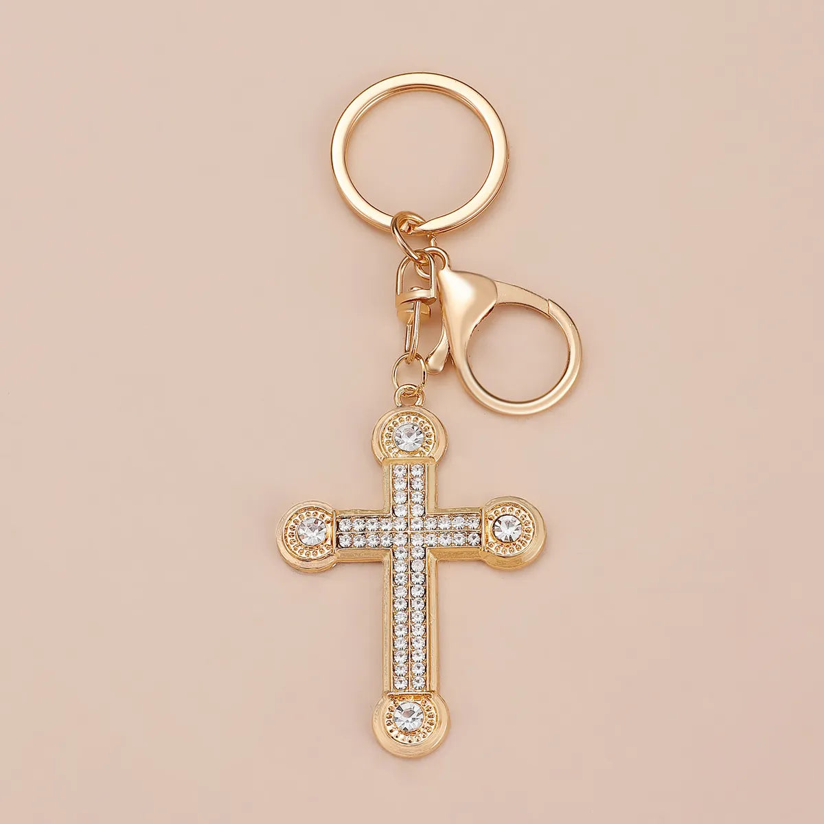 Simple Style Cross Alloy Inlay Rhinestones Women'S Keychain