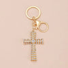 Simple Style Cross Alloy Inlay Rhinestones Women'S Keychain