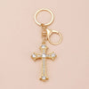 Simple Style Cross Alloy Inlay Rhinestones Women'S Keychain