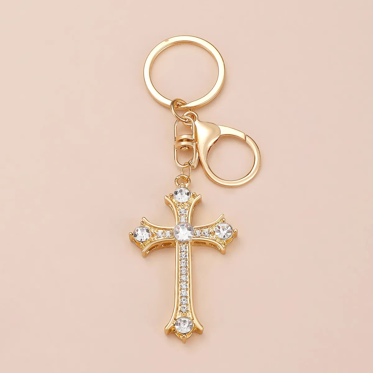 Simple Style Cross Alloy Inlay Rhinestones Women'S Keychain