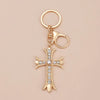 Simple Style Cross Alloy Inlay Rhinestones Women'S Keychain